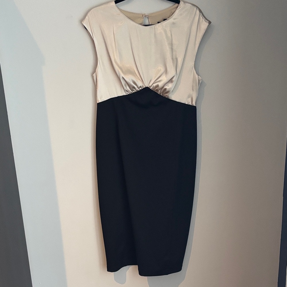 Tiana B. Black and Cream Midi Dress
